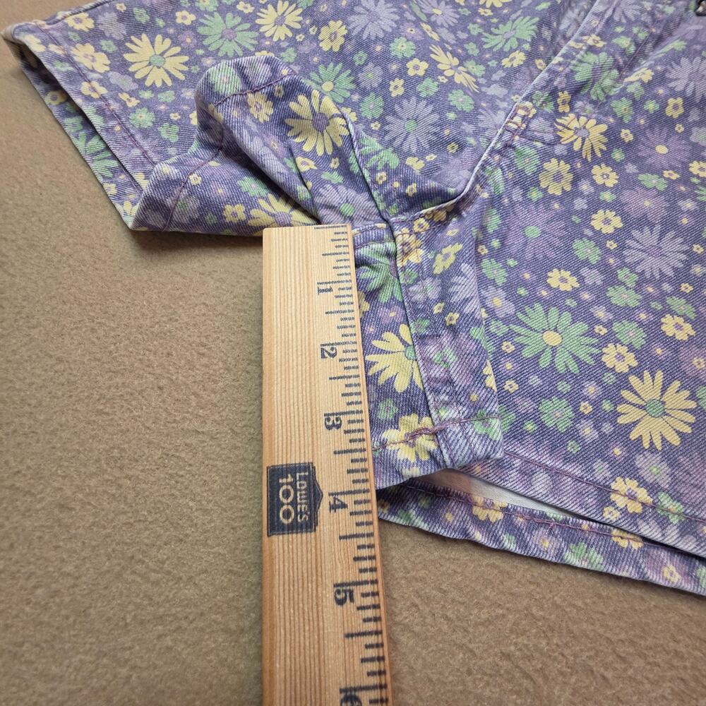 Zara High-Rise Purple Floral Denim Shorts Sz 2 NWT Button Fly - Picture 11 of 11